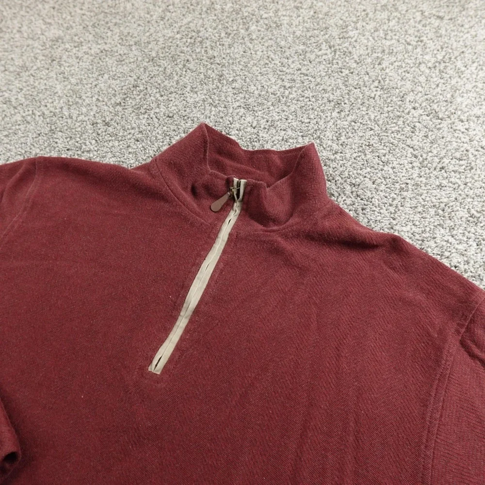 VTG LL Bean Sweater Mens L Red 1/4 Zip‎ Mock Neck Knit Pullover Outdoor Hiking